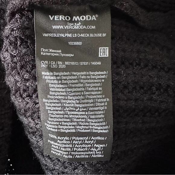 NWT VERO MODA Knit Crewneck Sweater In Black. Chunky, warm, winter, cozy lon… - Picture 12 of 14